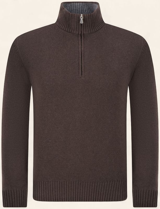 Gran Sasso – Quarter Zip Trui | Dark Brown