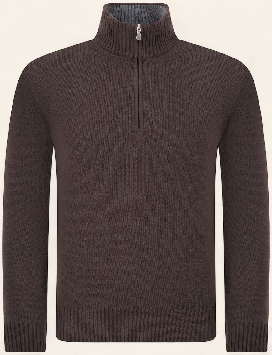 Gran Sasso – Quarter Zip Trui | Dark Brown, Maat: 48