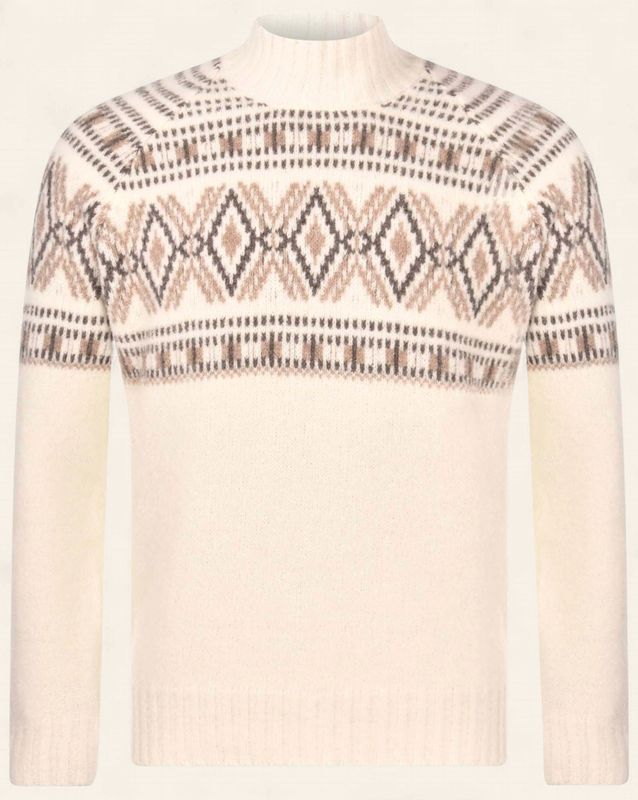 Gran Sasso – Ronde Hals Trui Dessin | Off White