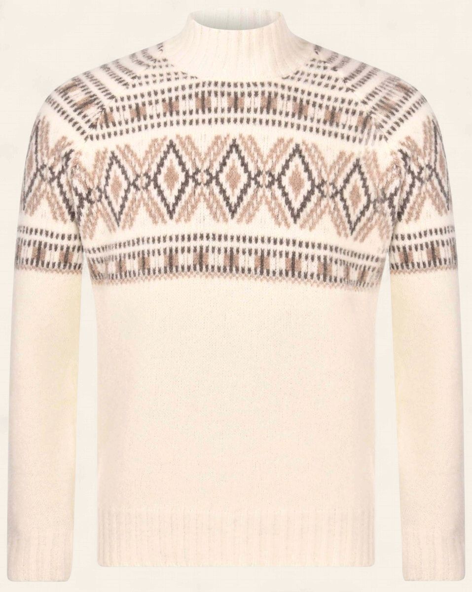 Gran Sasso – Ronde Hals Trui Dessin | Off White, Maat: 50