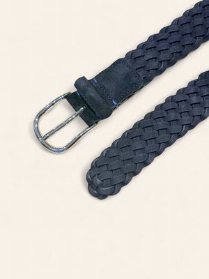 Paolo Vitale – Gevlochten Suède Leren Riem | Donkerblauw - 25I12253 VAR08