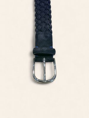 Paolo Vitale – Gevlochten Suède Leren Riem | Donkerblauw - 25I12253 VAR08