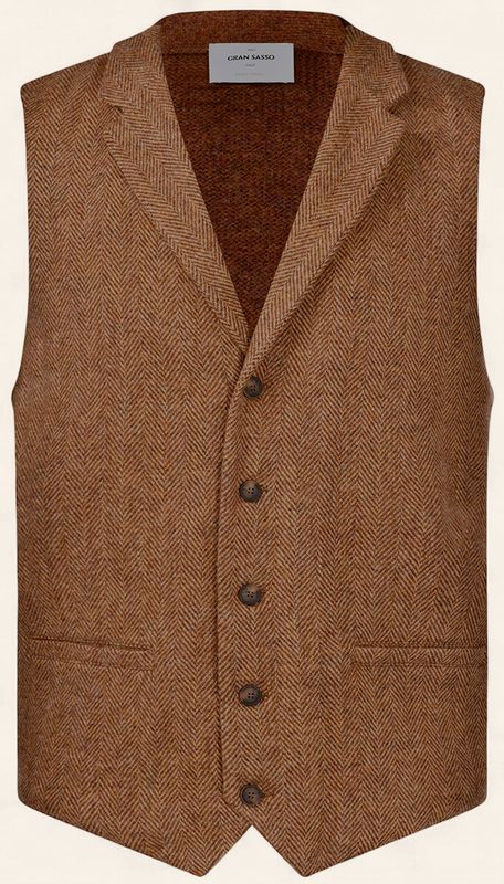 Gran Sasso – Shetland Wool Herringbone Gilet | Bruin