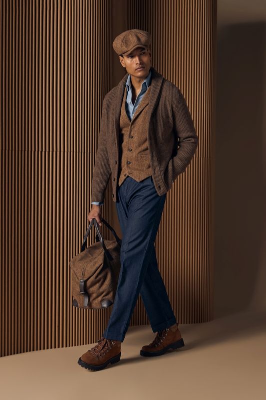 Gran Sasso – Shetland Wool Herringbone Gilet | Bruin