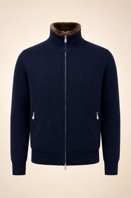 Gran Sasso – Cashmere Jacket Zip   | Navy