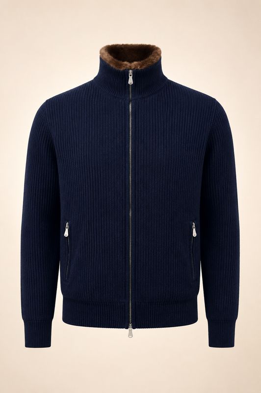 Gran Sasso – Cashmere Jacket Zip   | Navy