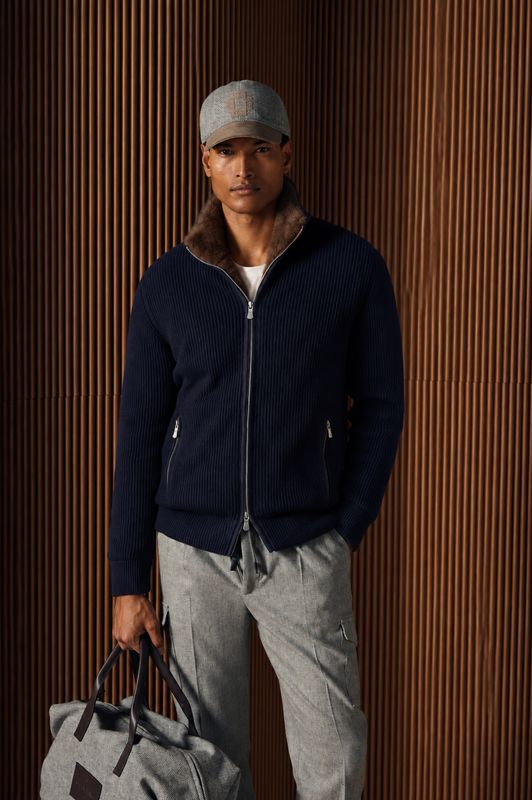 Gran Sasso – Cashmere Jacket Zip   | Navy