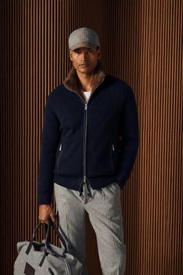 Gran Sasso – Cashmere Jacket Zip   | Navy