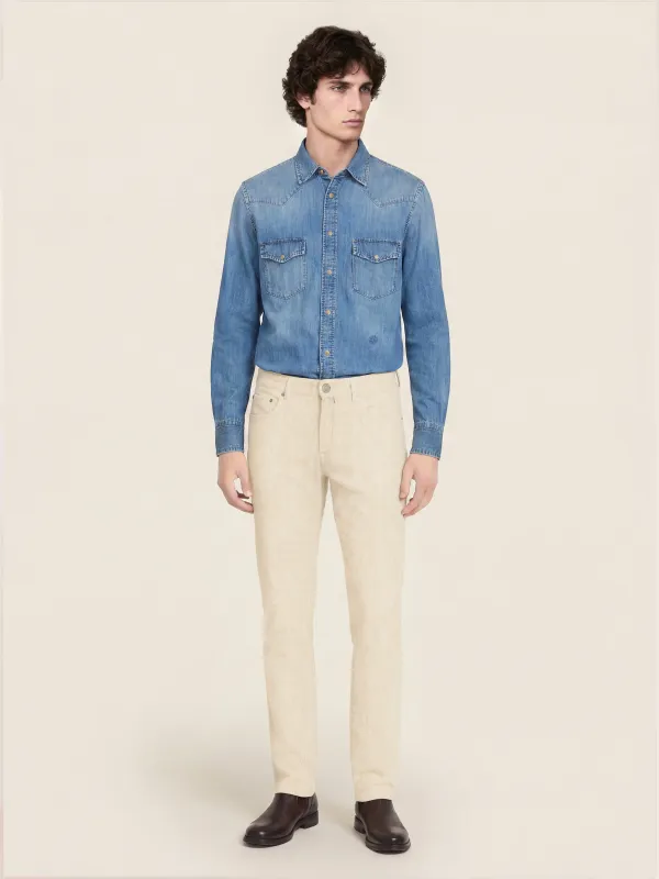 Jacob Cohën – Bard Stretch Corduroy | Optical White