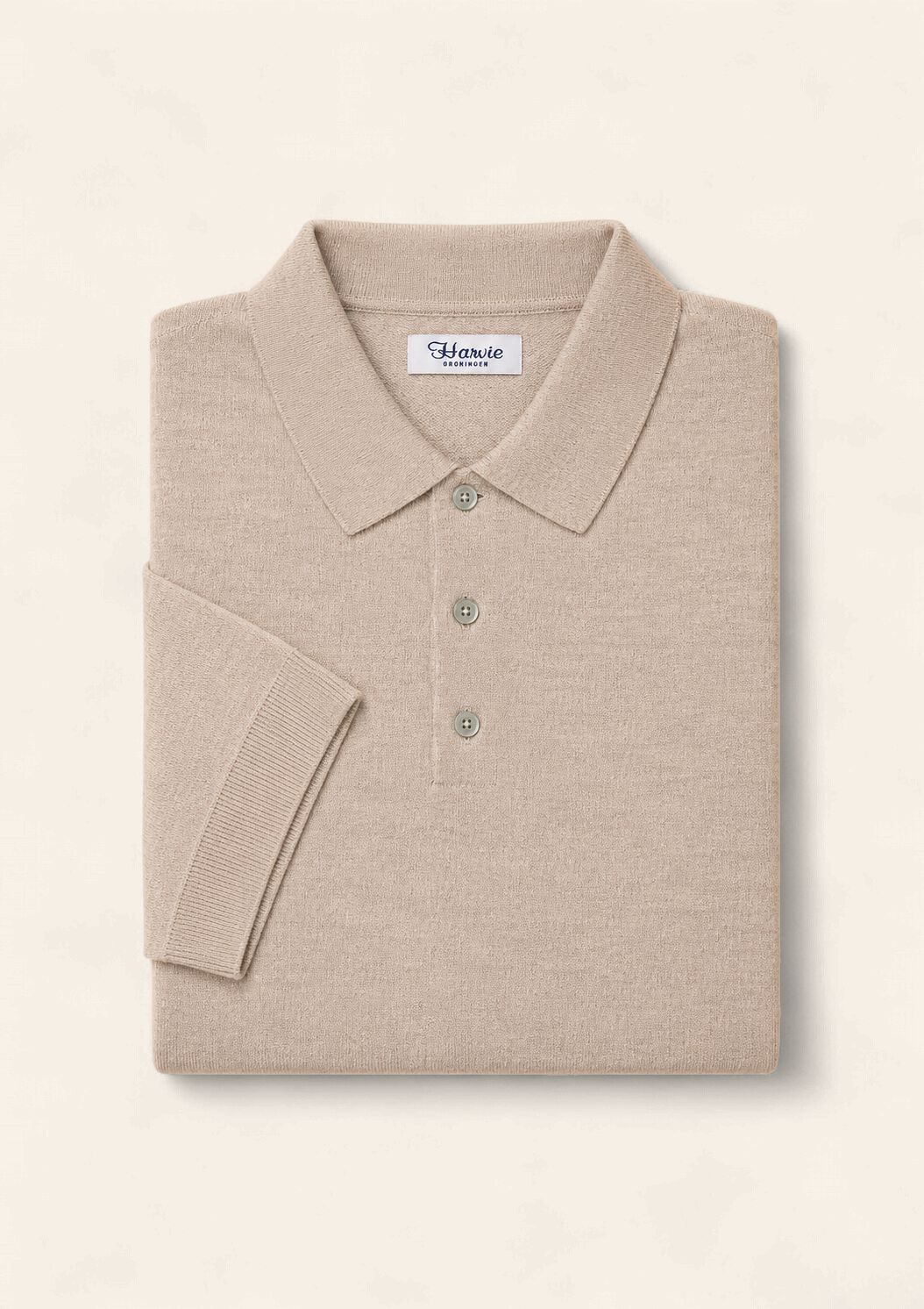 Harvie Blue Label Merino Knit Polo – Beige