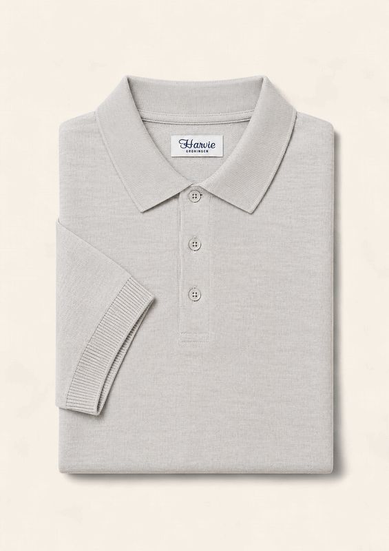 Harvie Blue Label Merino Knit Polo – Grey