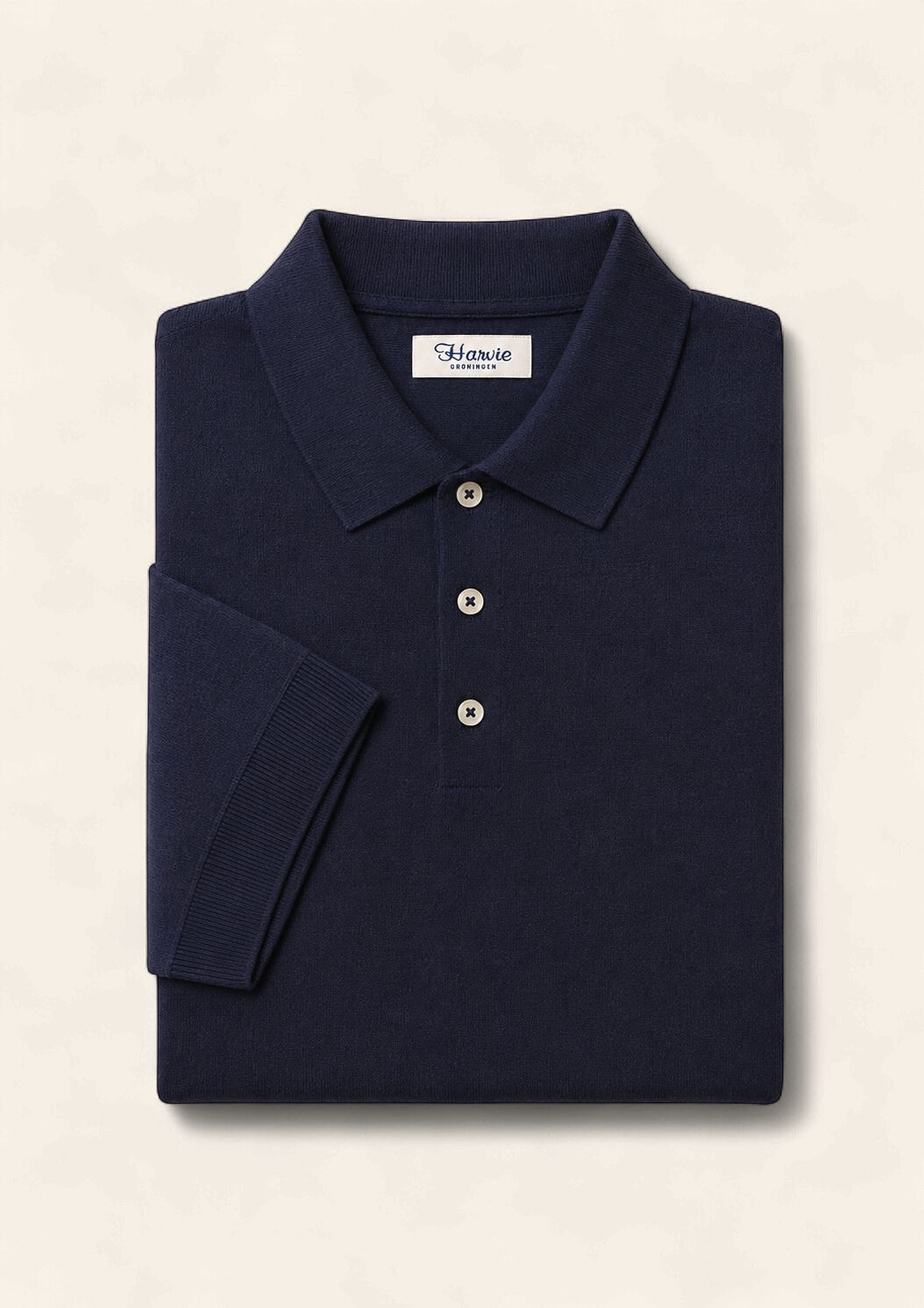 Harvie Blue Label Merino Knit Polo – Navy