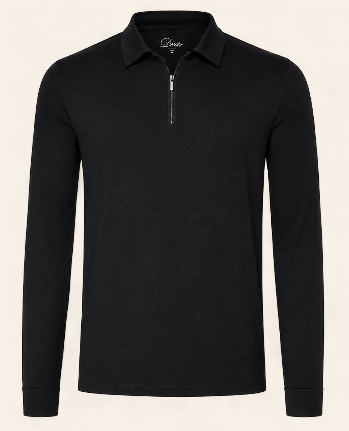 Desoto Luxury Line Zip Polo – Black