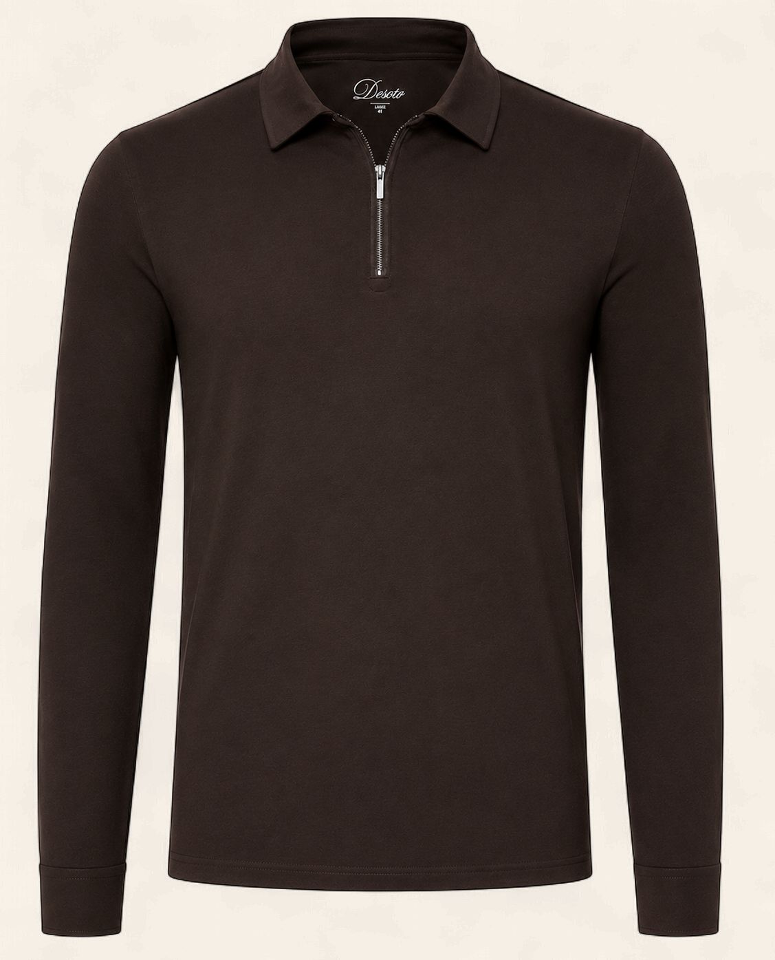 Desoto Luxury Line Zip Polo – Chocolate Brown | 890