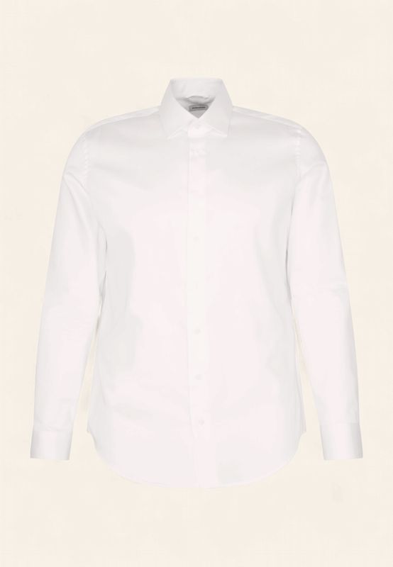 Seidensticker Slim Fit Overhemd – Wit | Satin-Structure