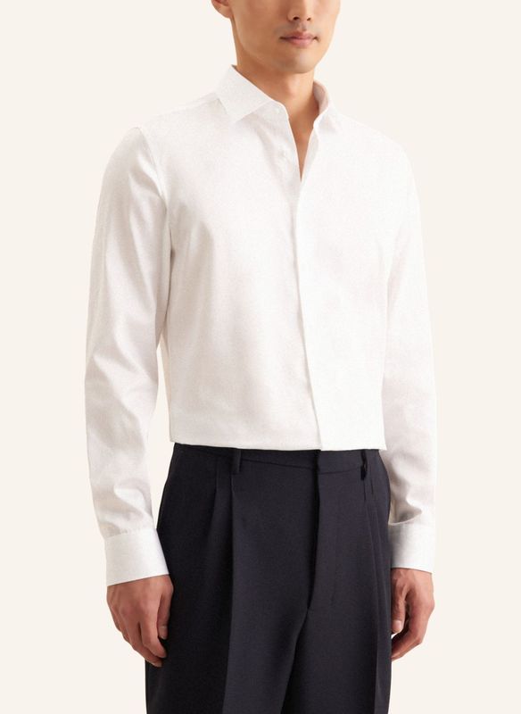 Seidensticker Slim Fit Overhemd – Wit | Satin-Structure