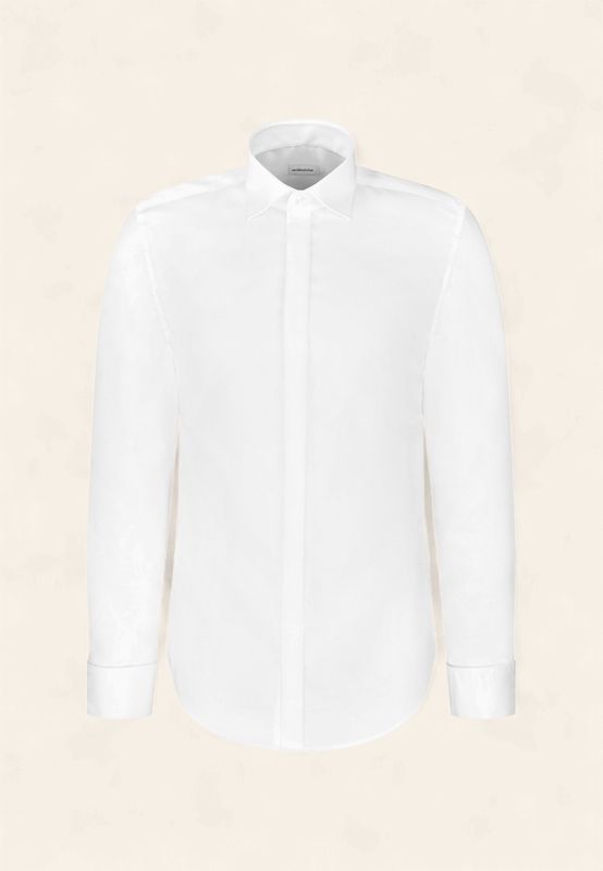 Seidensticker Slim Fit Smokingoverhemd – Blinde Sluiting – Wit