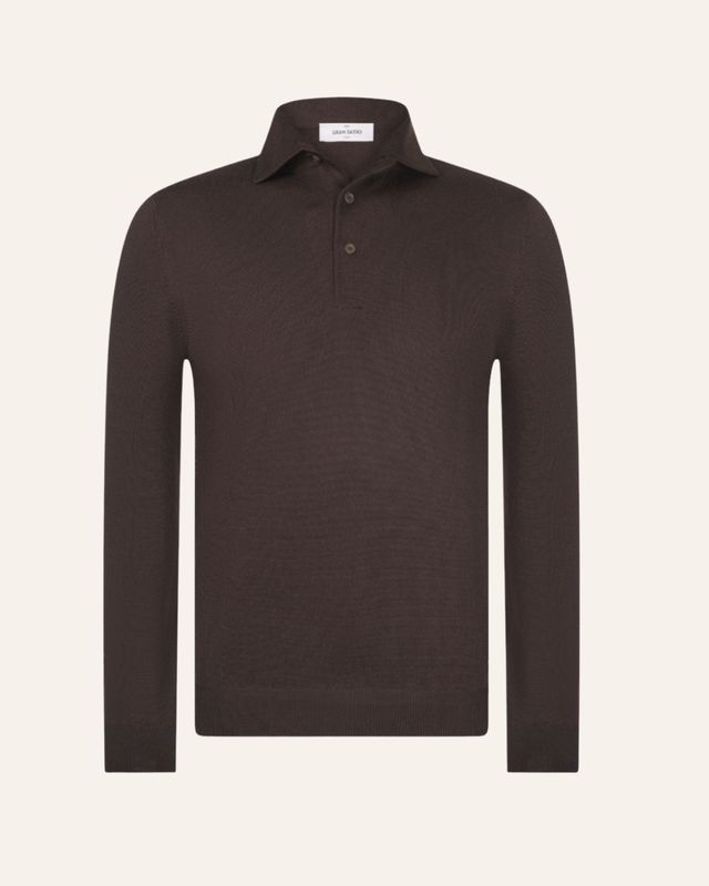Gran Sasso – Knitted Polo | Dark Brown
