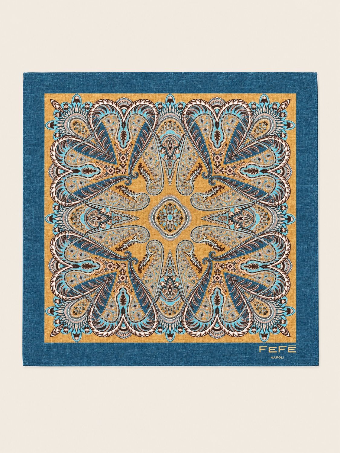 FEFÉ – Pochet Paisley | Petrol &amp; Oker