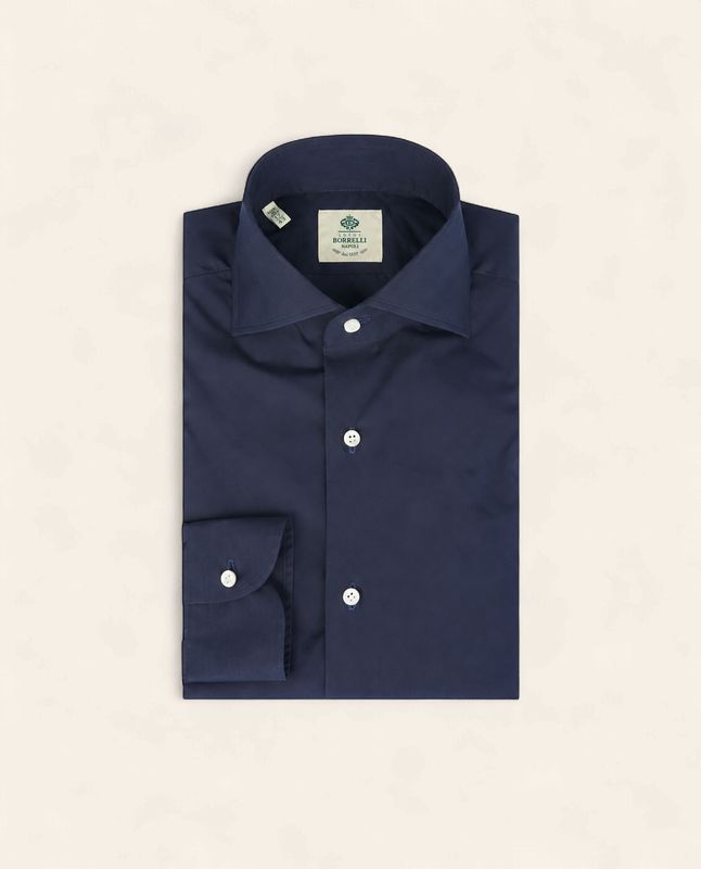 Luigi Borrelli Napoli – Katoenen Stretch Overhemd | Navy