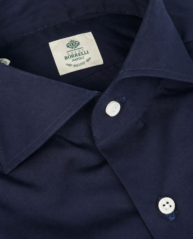 Luigi Borrelli Napoli – Katoenen Stretch Overhemd | Navy