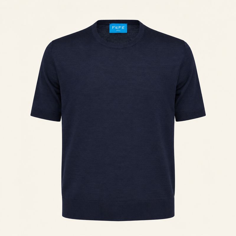 Fefè Napoli – T-shirt | Wool/Silk/Cashmere| Navy