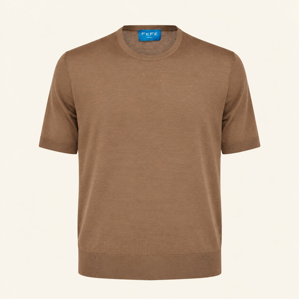 Fefè Napoli – T-shirt wol en zijde | Taupe/Bruin
