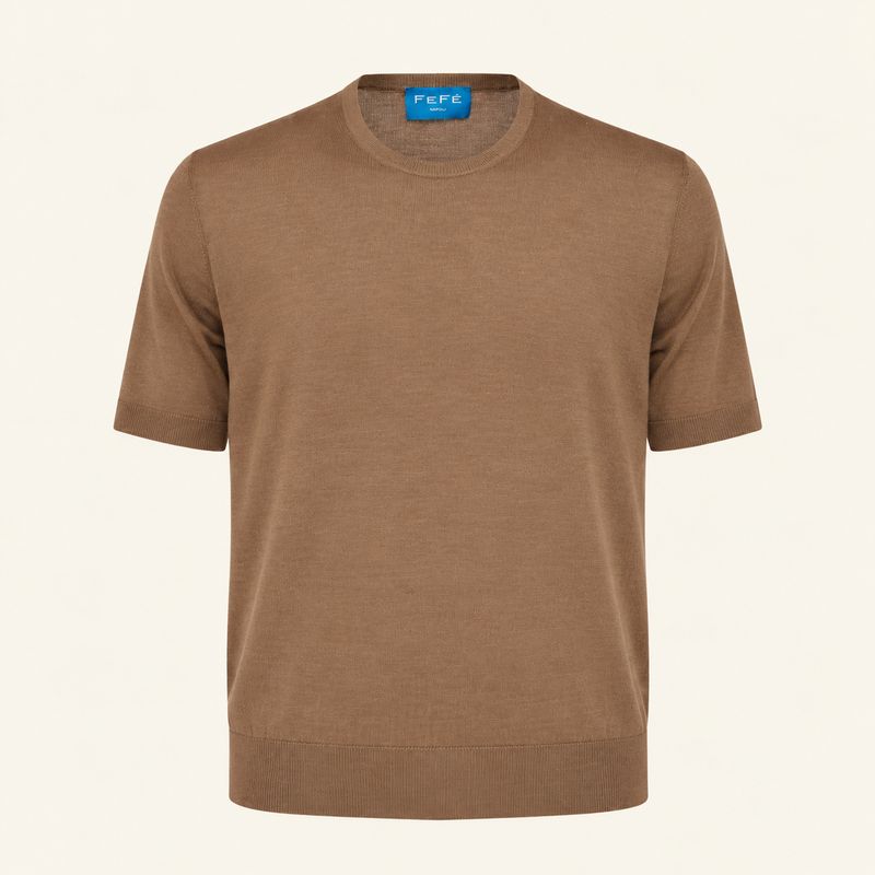 Fefè Napoli – T-shirt wol en zijde | Taupe/Bruin