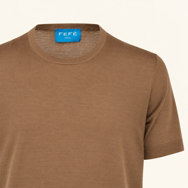 Fefè Napoli – T-shirt wol en zijde | Taupe/Bruin