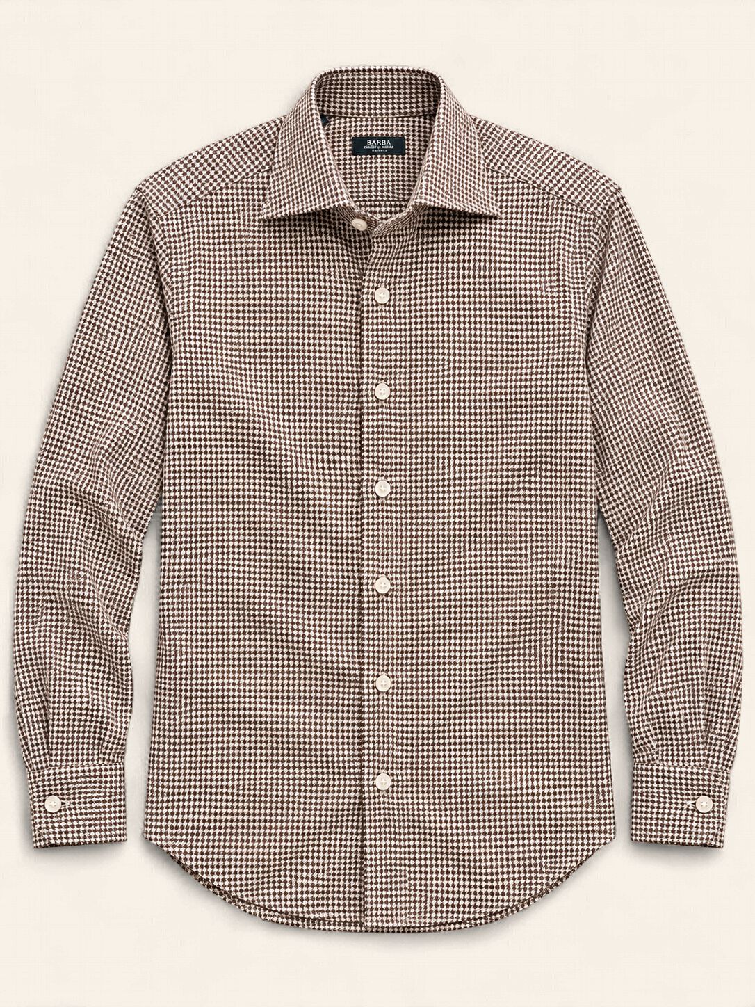 Barba Napoli - Overhemd - | Wit/Bruin Houndstooth