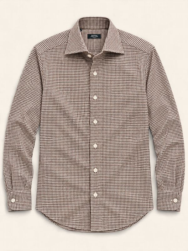 Barba Napoli - Overhemd - | Wit/Bruin Houndstooth