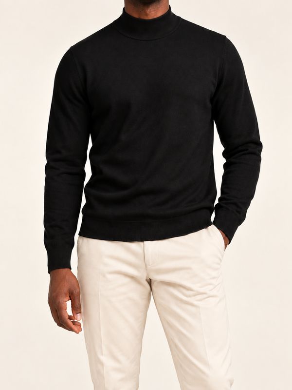 Harvie Blue Label – Turtle neck merino | Black