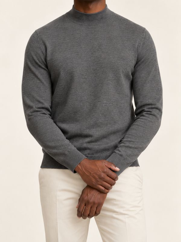 Harvie Blue Label – Turtle neck merino | Grey Melange