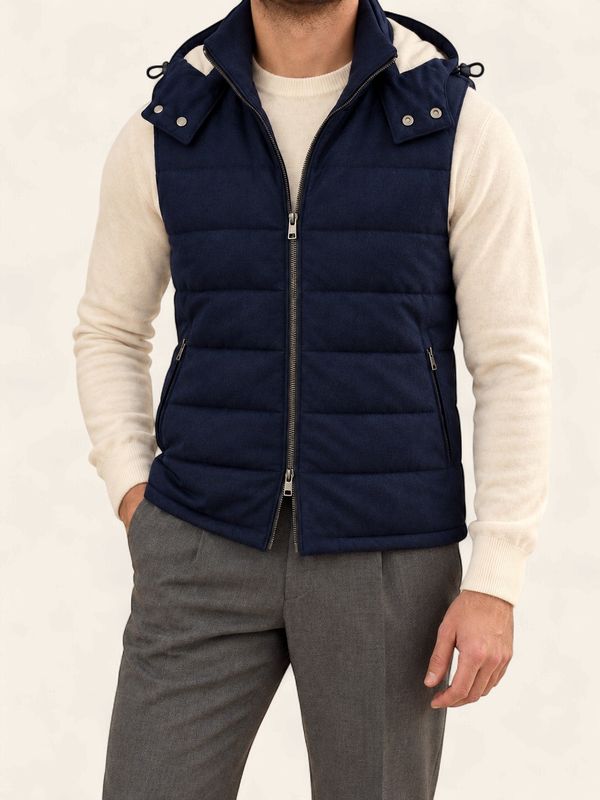 Harvie Blue Label – Flannel bodywarmer Drago | Navy