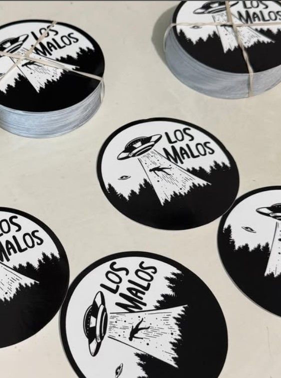 Los Malos Flying Saucer Round Sticker