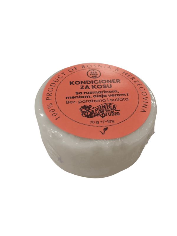 Prirodni čvrsti kondicioner za kosu s ruzmarinom, lavandom, aloe verom, mentom i morskom bukovinom 70 g - Sapunica Studio 