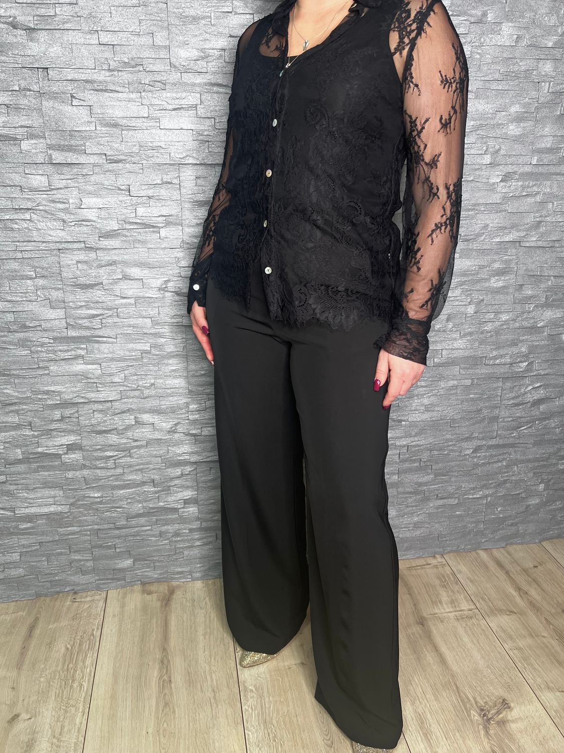 Maryley Spitzenbluse Langarm