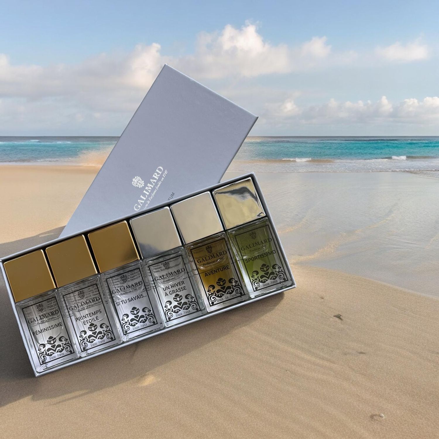 Eine Auswahl von 6 luxuriösen Mini-Parfüms für Damen und Herren Galimard 6 x 15 ml