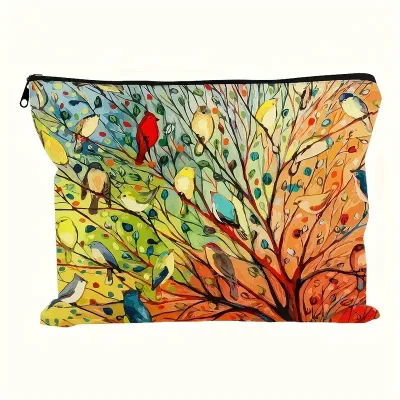 Tree and Bird Cosmetic Bag