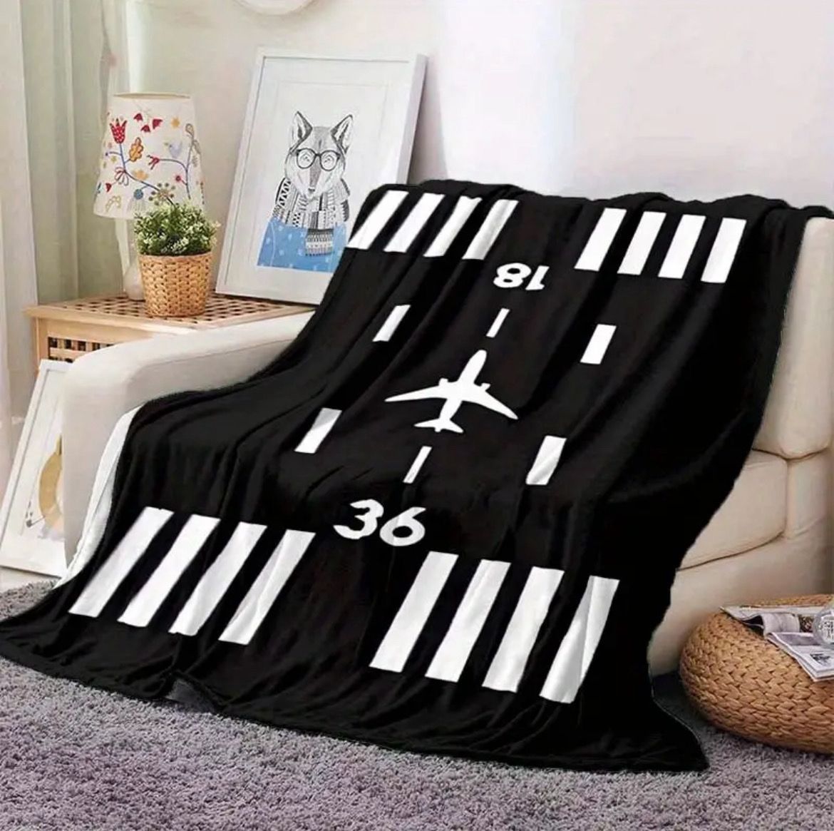Aircraft Runway Print Blanket