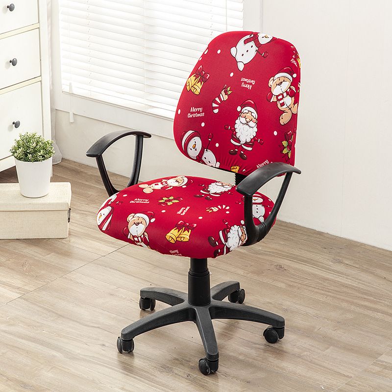 Printed Elastic 2-piece Split Office Chair Cover European And American Home Office Chair Cover, Color: Santa claus, Size: Split office chair cover one size fits all