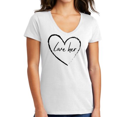 Womens V-neck Graphic T-shirt, Say it Soul Love Her