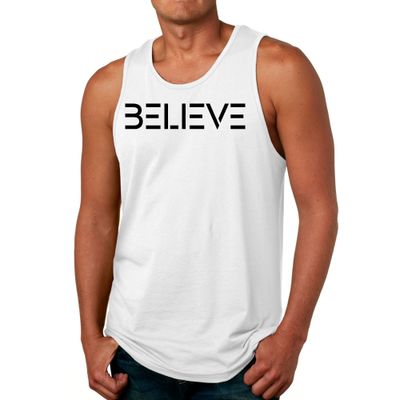 Mens Fitness Tank Top Graphic T-shirt Believe Black Print