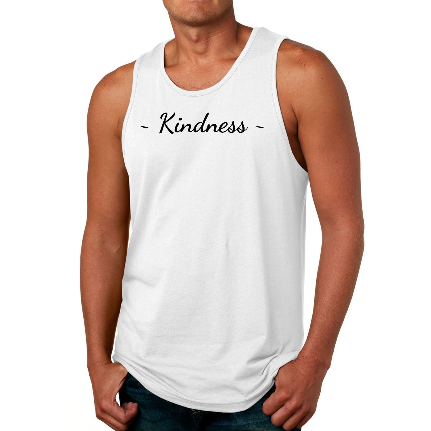 Mens Fitness Tank Top Graphic T-shirt Kindness Black Print