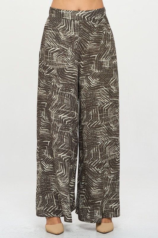 Print Wide Leg Palazzo Pants with Side Pockets