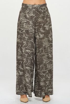 Print Wide Leg Palazzo Pants with Side Pockets
