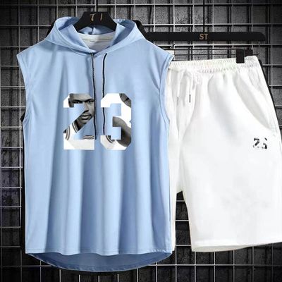 New Summer Men&#39;s Two Piece Set CasualT-Shirt and Shorts Set Mens Sports Suit Fashion Short Sleeve Tracksuit Hooded T-shirt