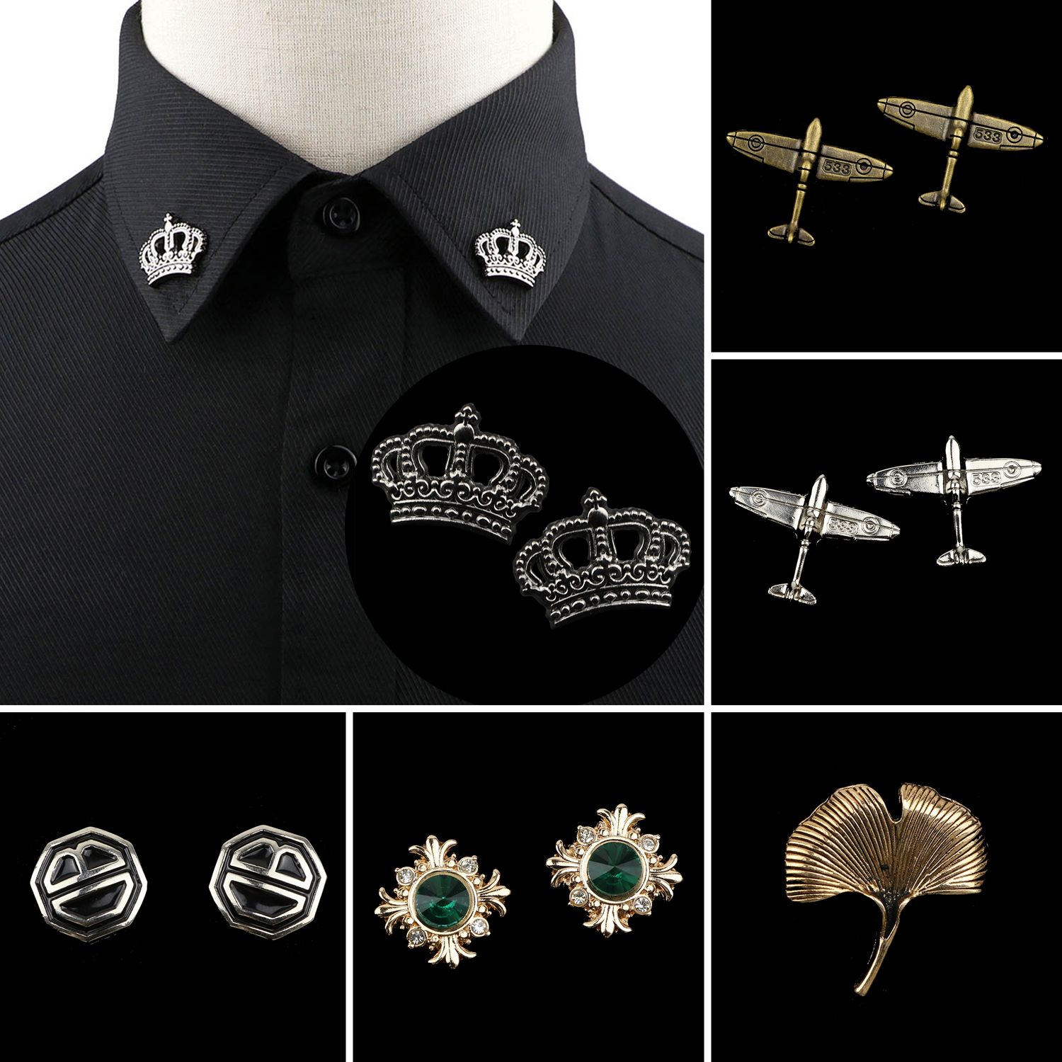 1PC/2PC Suit Shirt Collar Pin