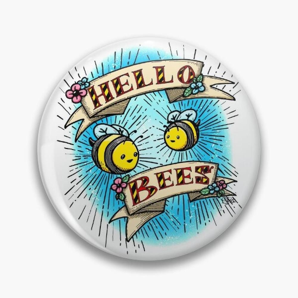 Hello Bees! Colorized Pin Buttons