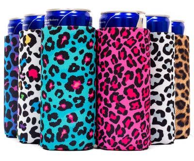 Leopard Print Can Coozie Cooler for SLIM CANS (6 Pack)